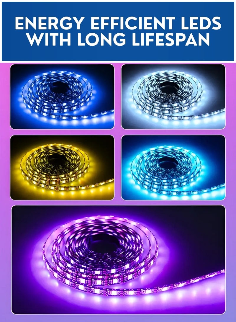 شريط إضاءة نيون LED بطول 10 أمتار RGB مع تزامن الموسيقى وجهاز تحكم عن بُعد – شريط مرن للديكور المنزلي، غرفة الألعاب، غرفة النوم وخلفية التلفاز - Image 5